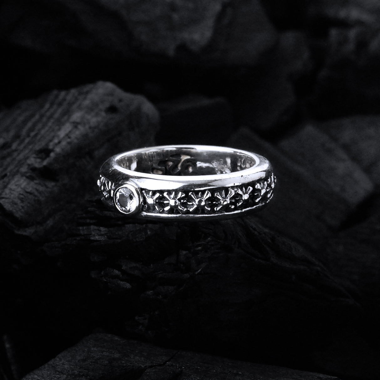 Silver Ring with Morning Star and Small Stone