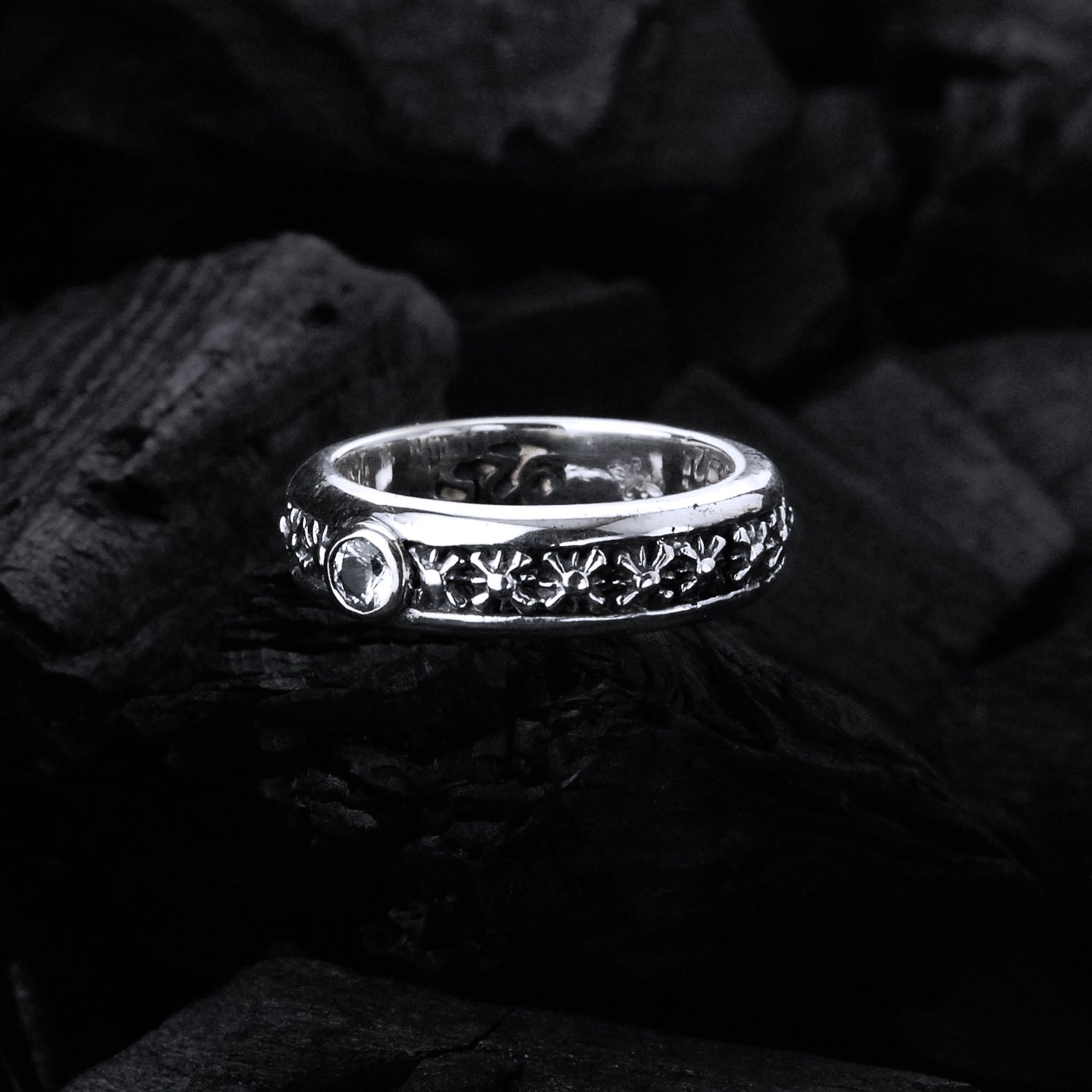 Silver Ring with Morning Star and Small Stone