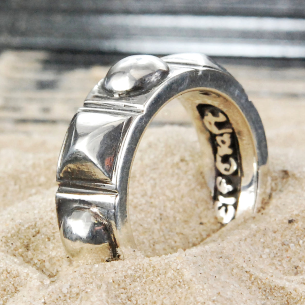 Silver Ring PYRAMIDES and DOMES L