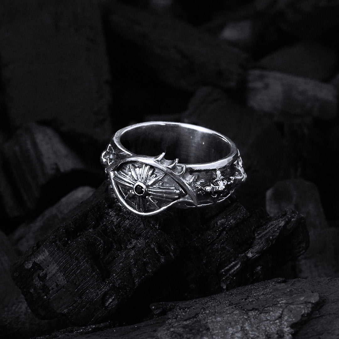 Silver Ring with Crosses Band and The THIRD EYE View