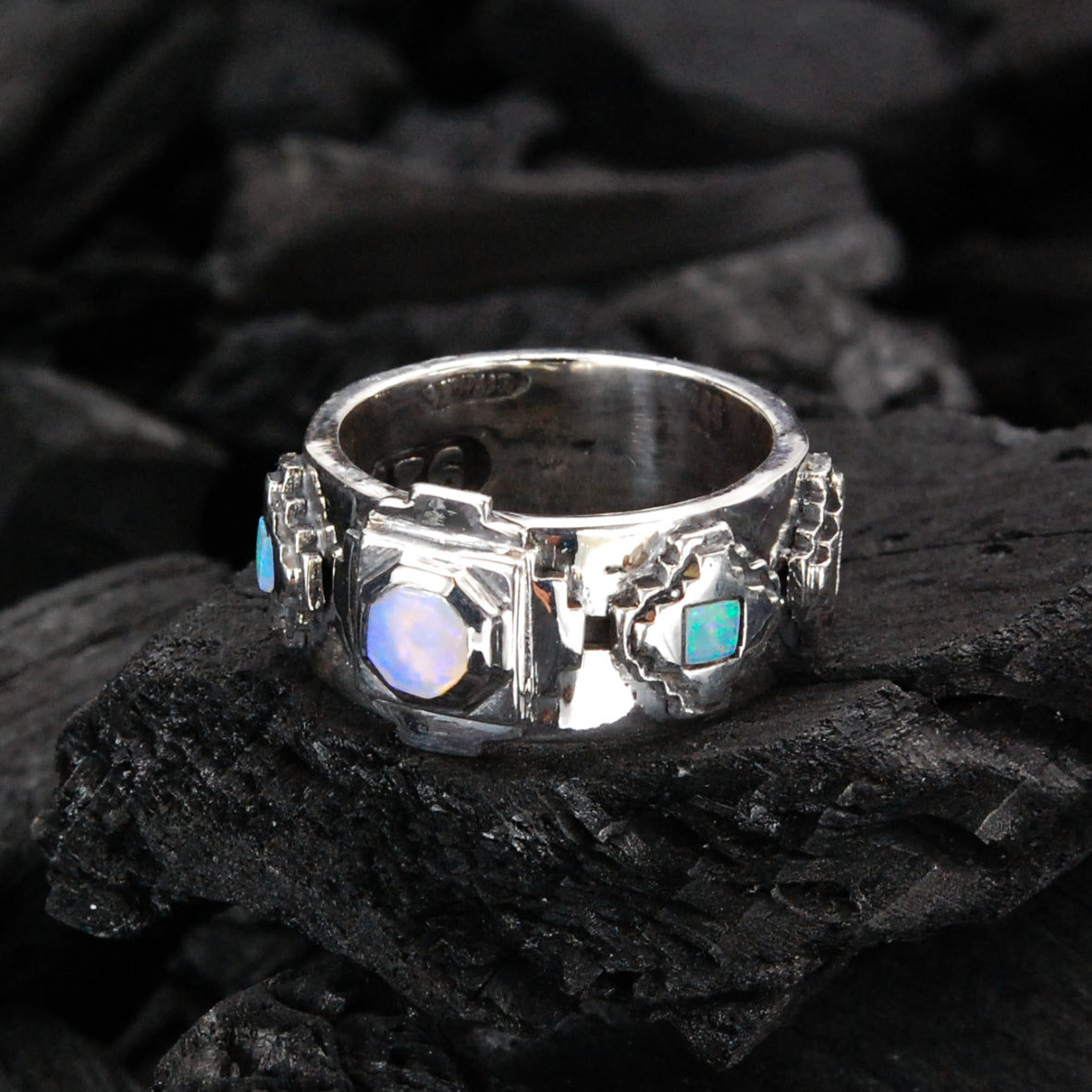 Silver Ring The OCTAGON STEPS PYRAMID