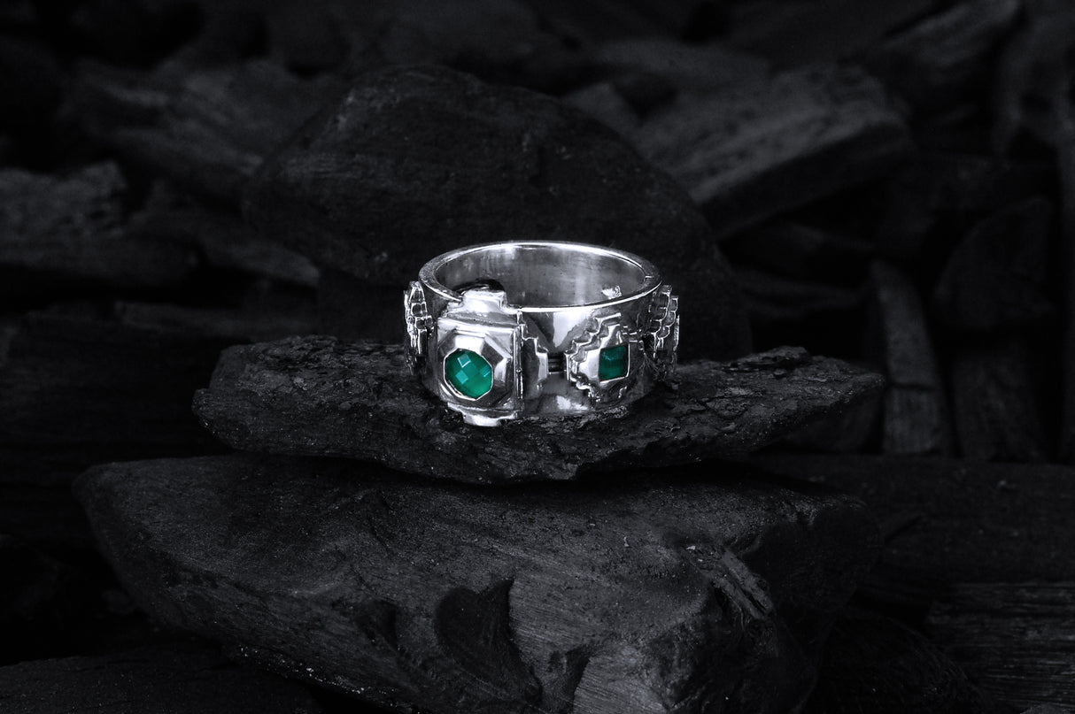 Silver Ring   The OCTAGON STEPS PYRAMIDE