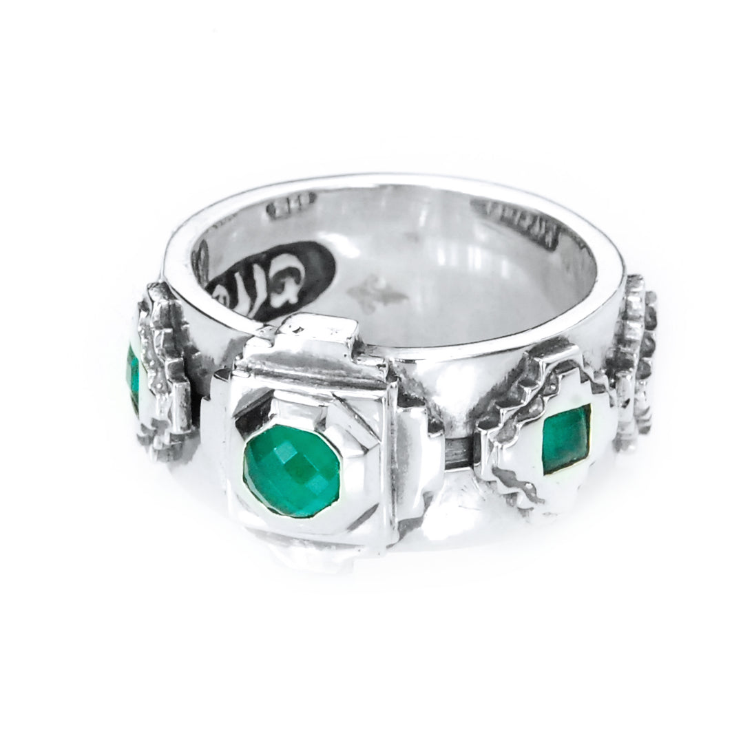 Silver Ring The OCTAGON STEPS PYRAMIDE