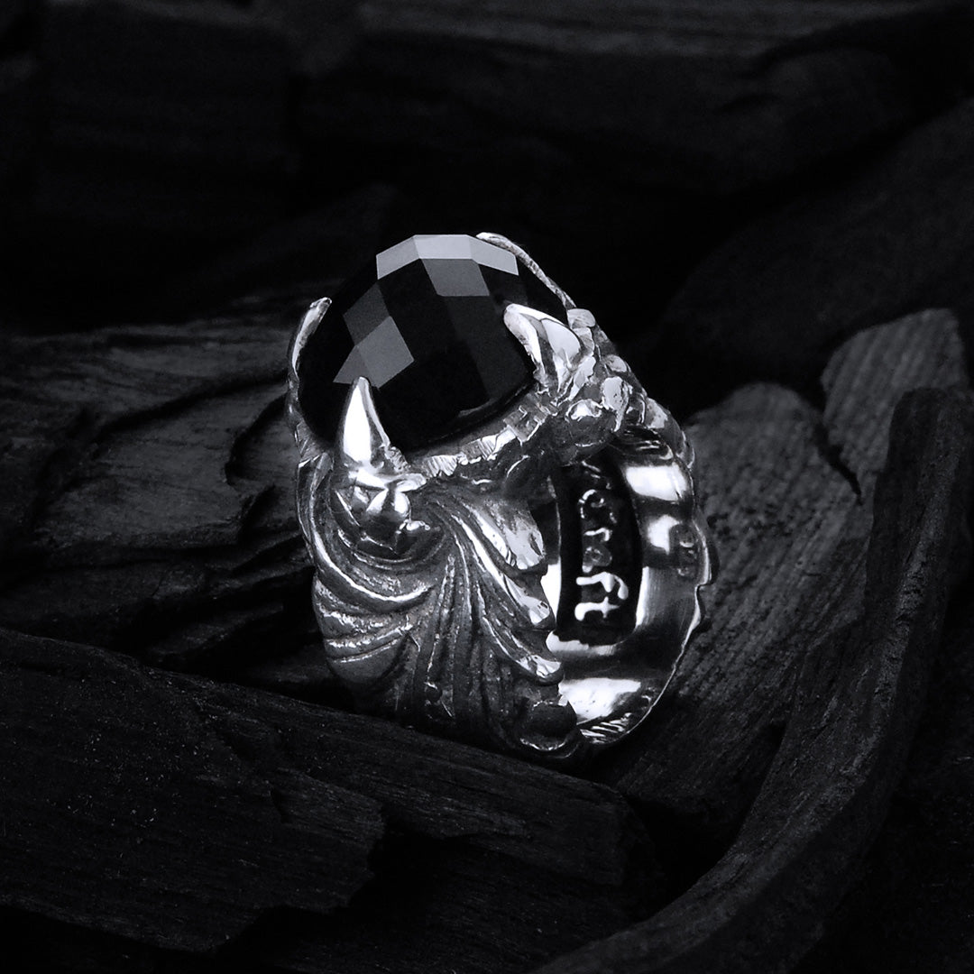 Silver Ring MAGIC PLANT Band and DRAGON Claw Stoneholder
