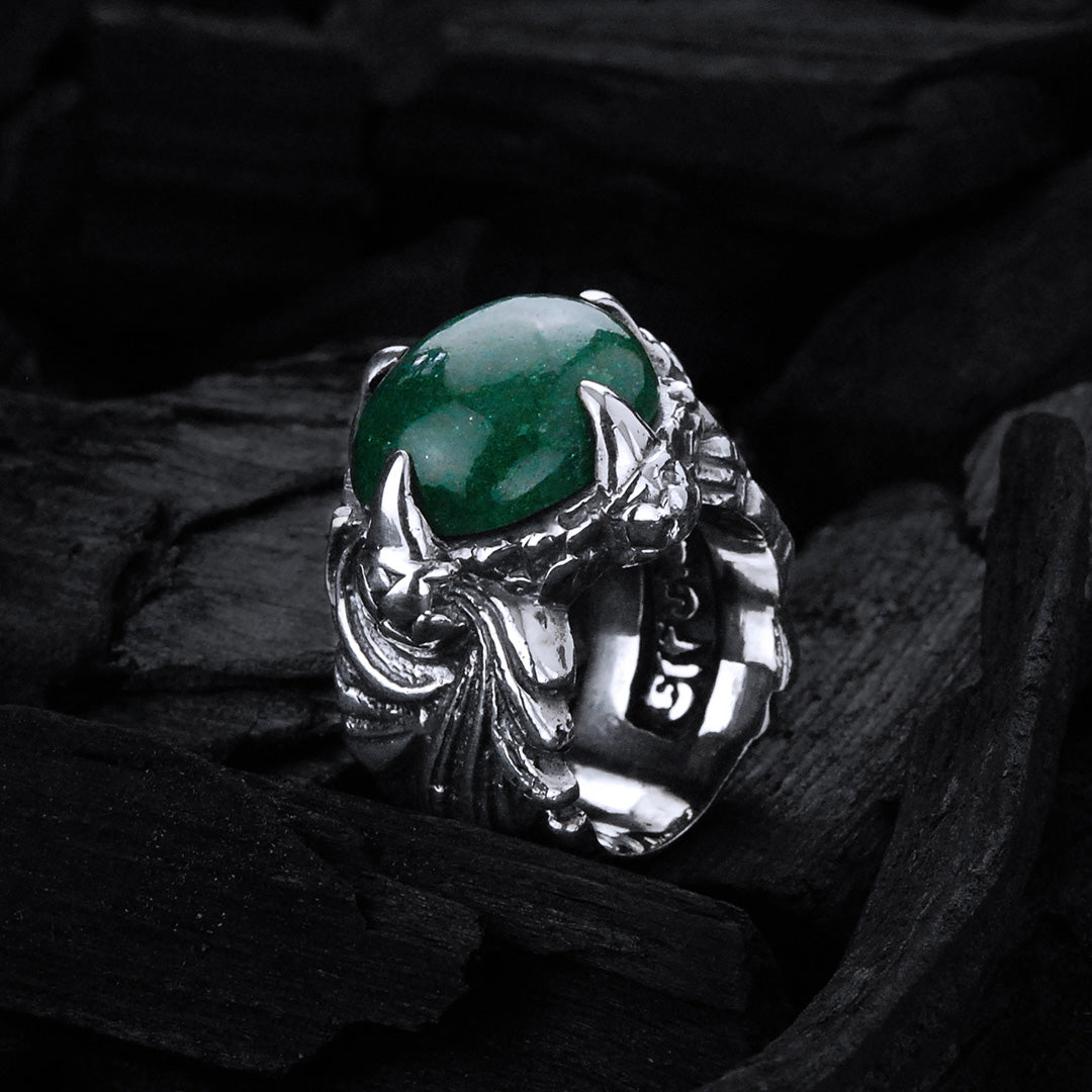 Silver Ring MAGIC PLANT Band and DRAGON Claw Stoneholder