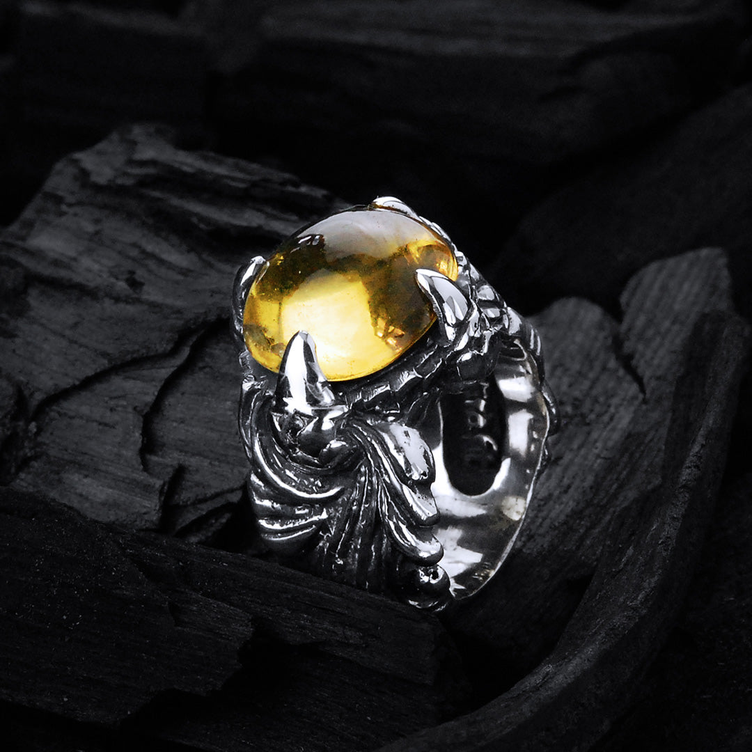 Silver Ring MAGIC PLANT Band and DRAGON Claw Stoneholder