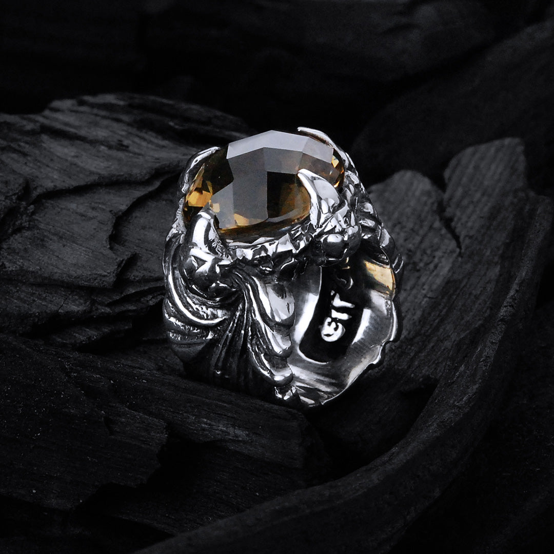 Silver Ring MAGIC PLANT Band and DRAGON Claw Stoneholder