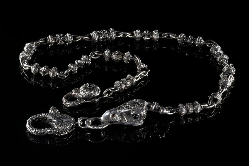 Silver Wallet or Key Chain EAGLE SKULL Garden at Night and Fetish Elements