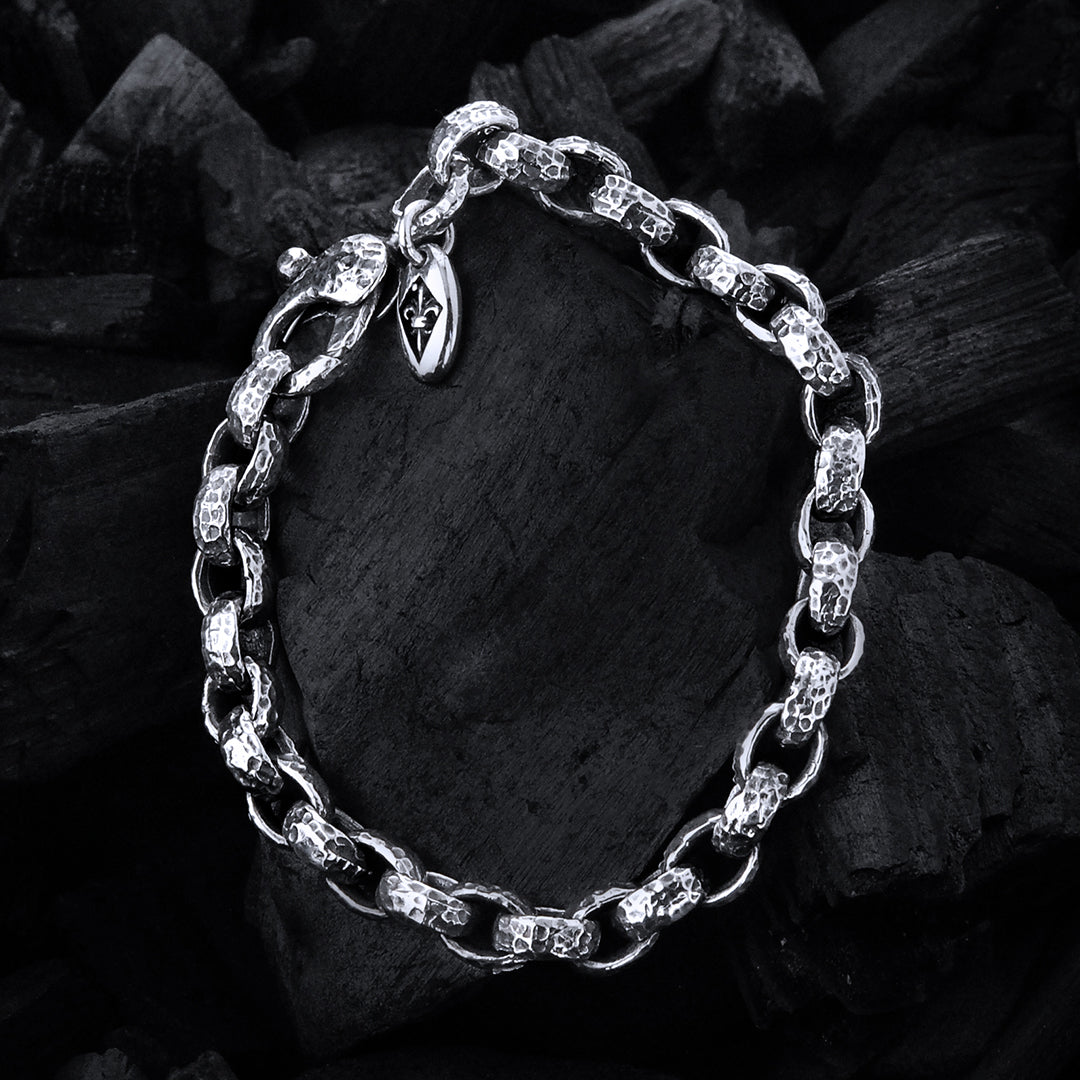 Silver Bracelet PEA CHAIN S hammered