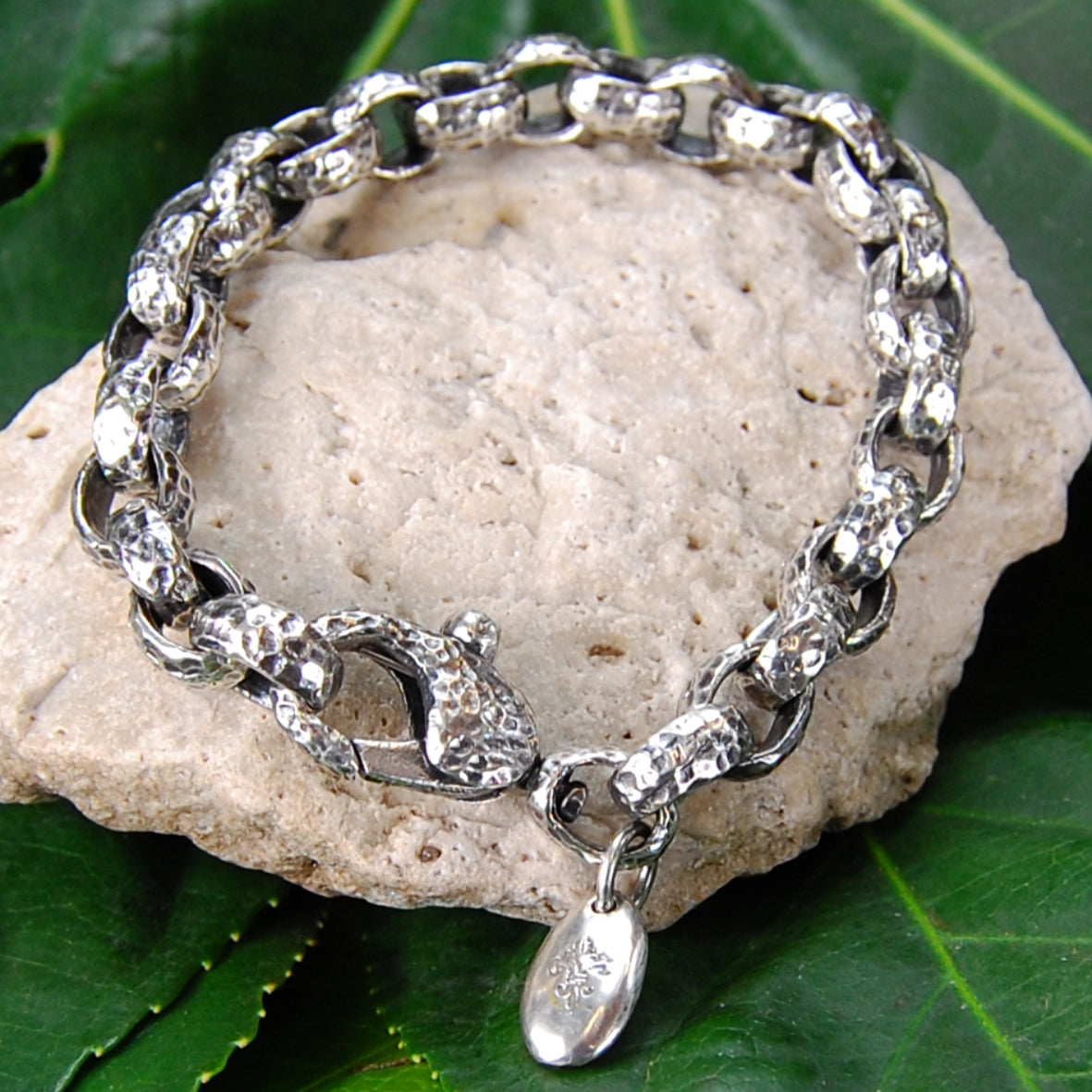 Silver Bracelet PEA CHAIN S hammered