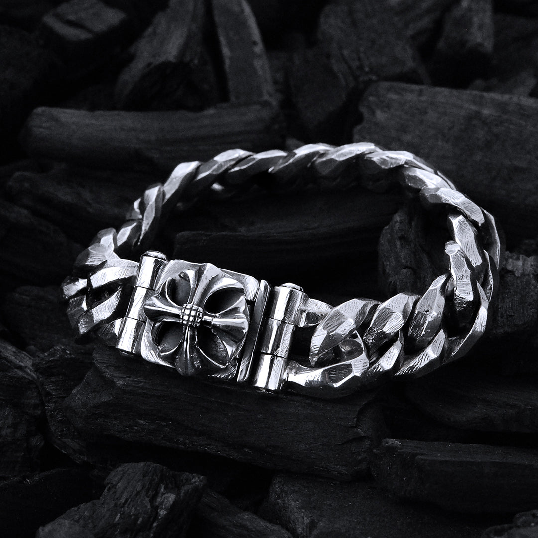 Silberarmband MALTESERKREUZ Facettierte Glieder S