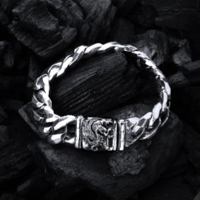 Silver Bracelet DRAGON FIRE Faceted Links M