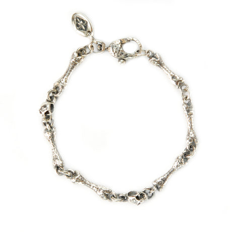 Silver Bracelet Hammered SKULLS and BONES