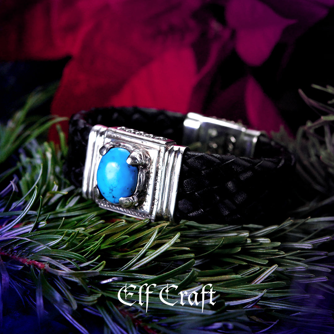 Silver Bracelet OVAL STONE with DRAGON CLAW Holder and Dragon Fire Lock 22