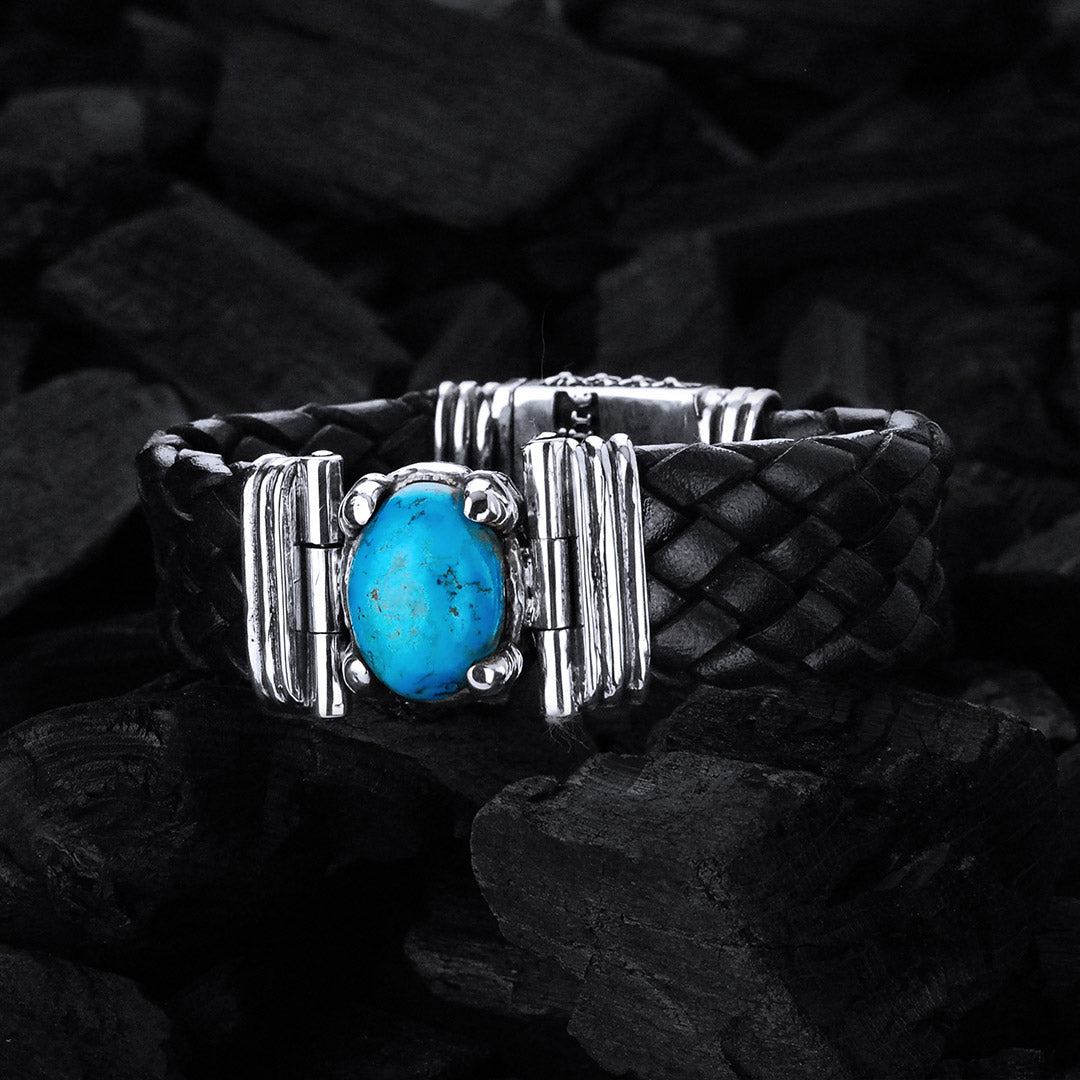 Silver Bracelet OVAL STONE with DRAGON CLAW Holder and Dragon Fire Lock 22