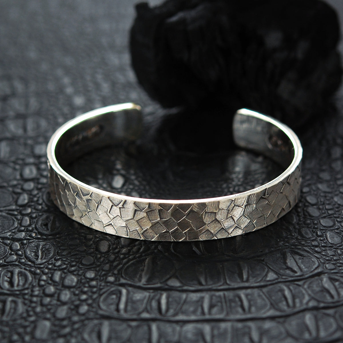Silver Bangle PLAIN Square Hammered