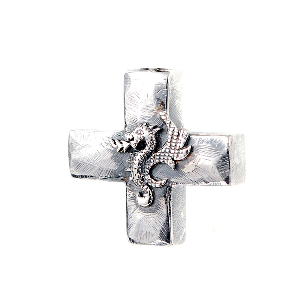 Silver Pendant Greek Cross Body with Hole and DRAGON FIRE