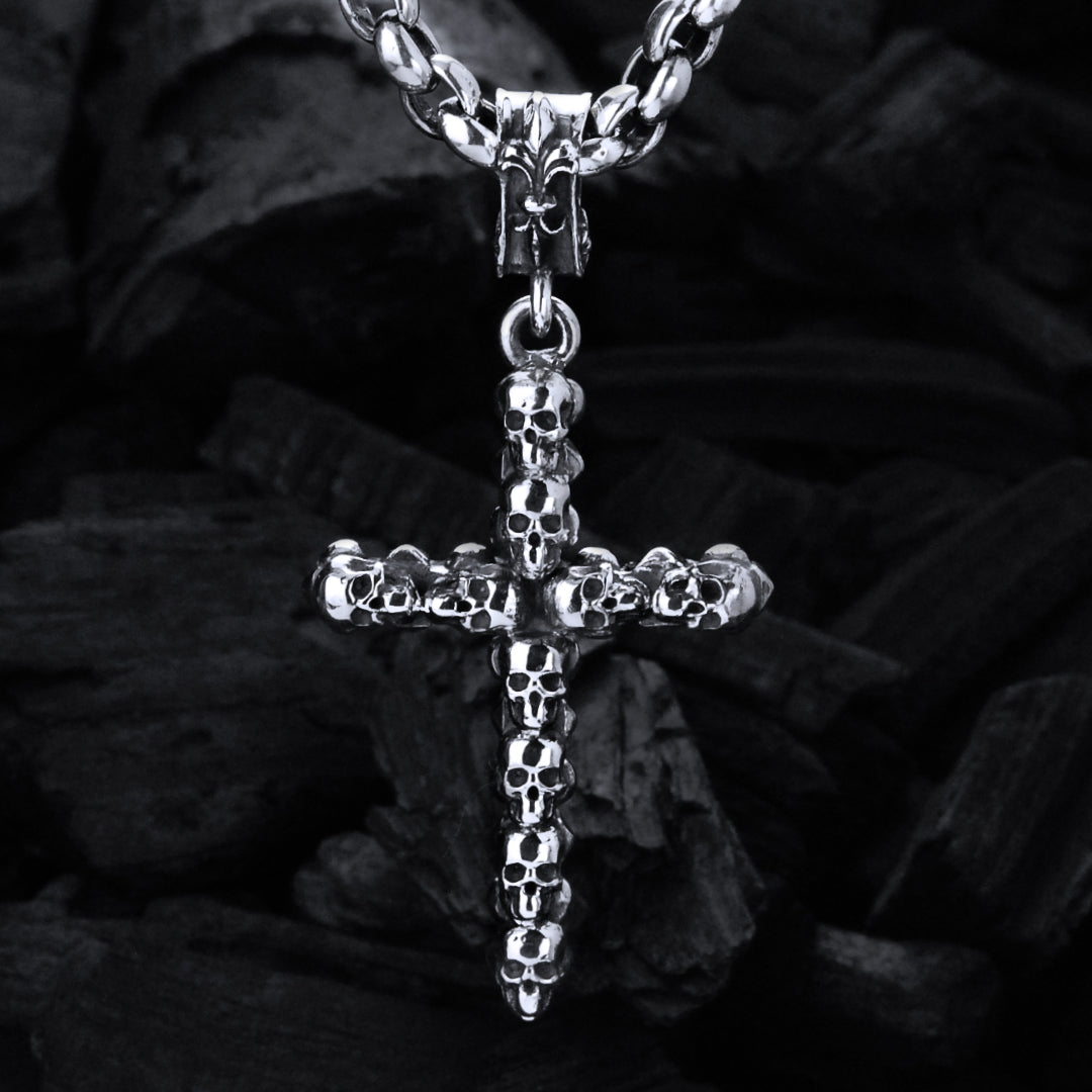 Silber Anhänger Kleines SCHÄDEL-Kreuz