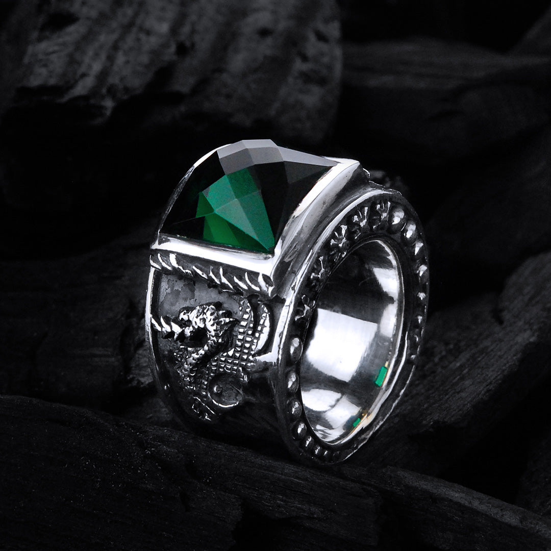 Silberring DRAGON FIRE Band und Care´Steinhalter