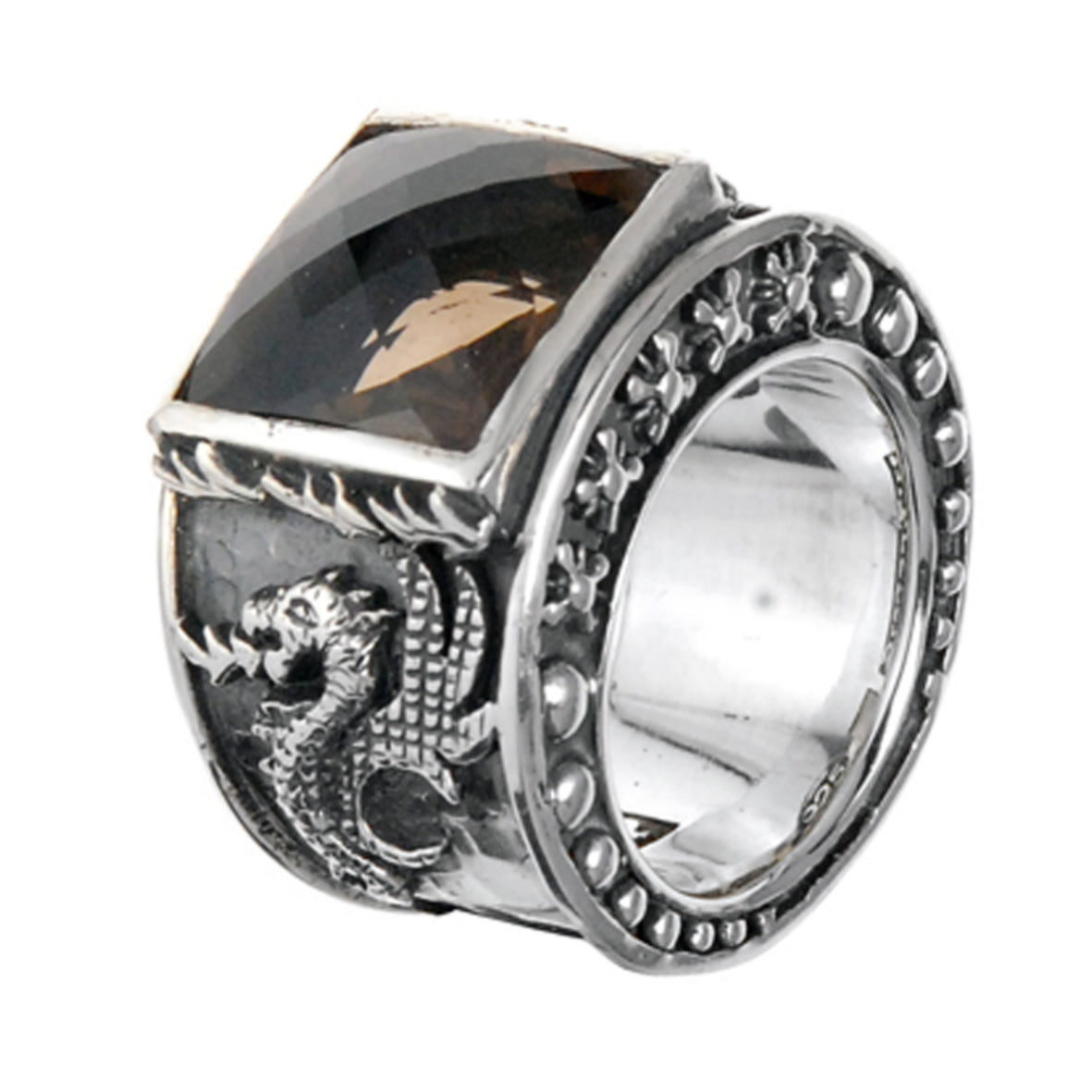 Silberring DRAGON FIRE Band und Care´Steinhalter