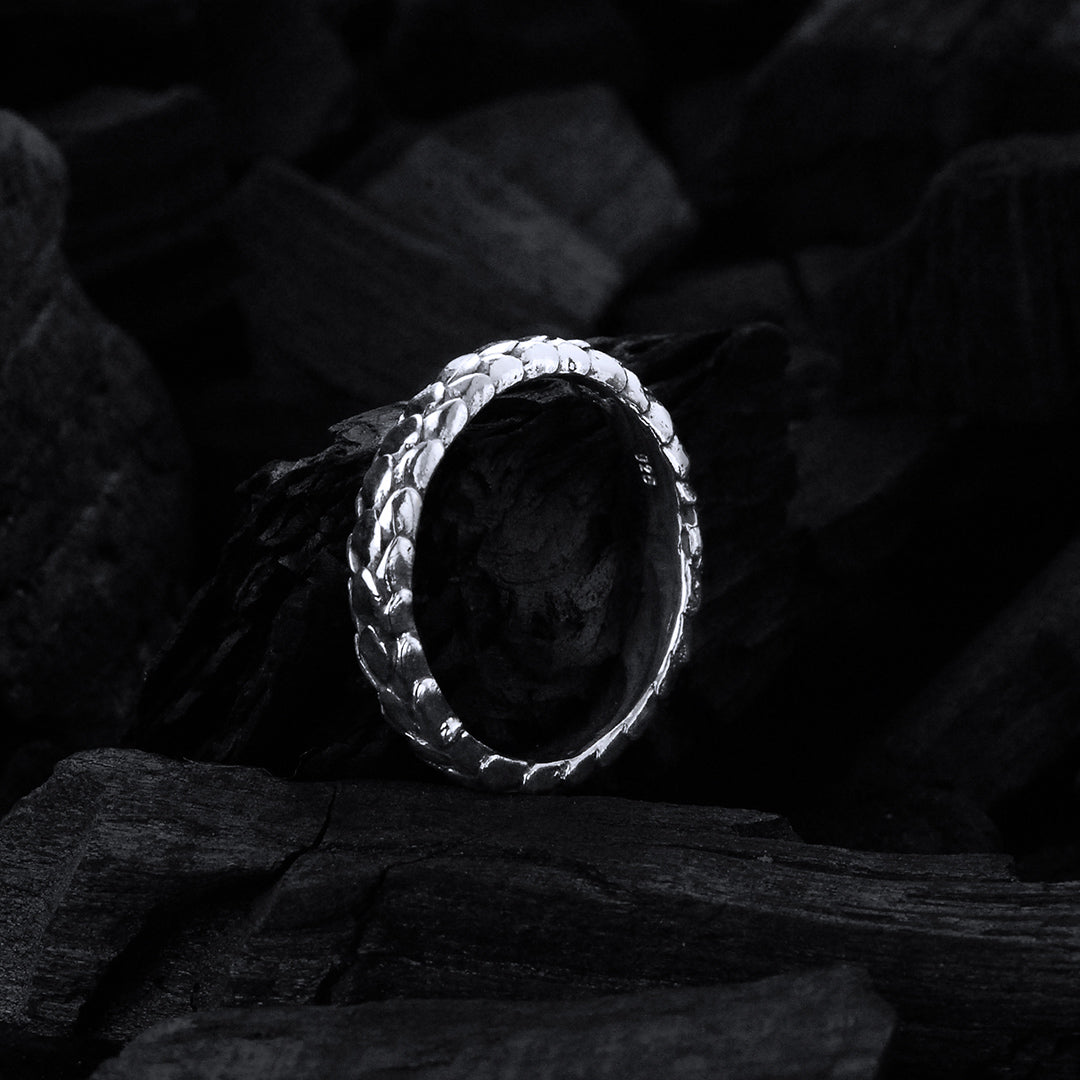 Silver Ring Slim Dragon Scales