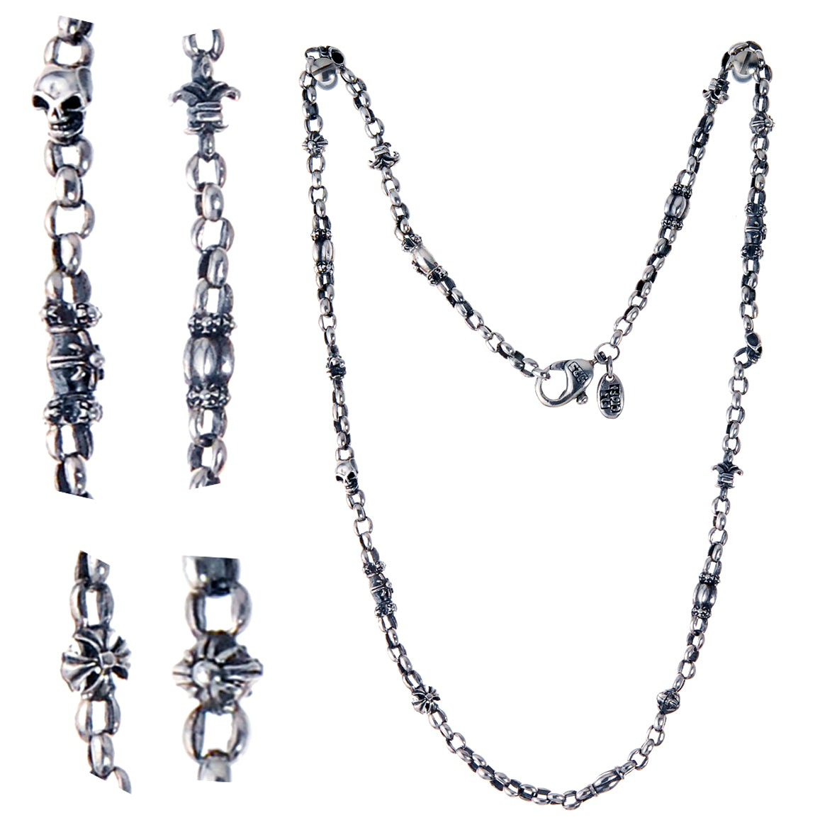 Silver Neckchain FETISHCHAIN with Peas X Skulls Lilies Sprouts Twisted  Liliesballs Scales Balls