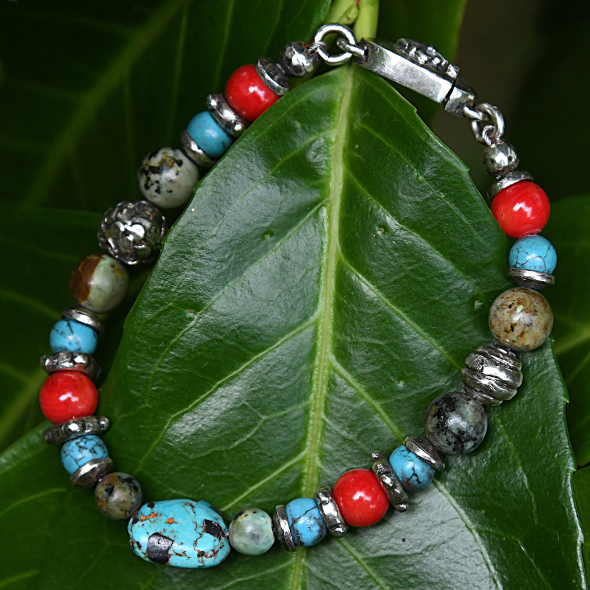 Silberarmband Steilperlen und STEIN Rocks mit Silberteilen