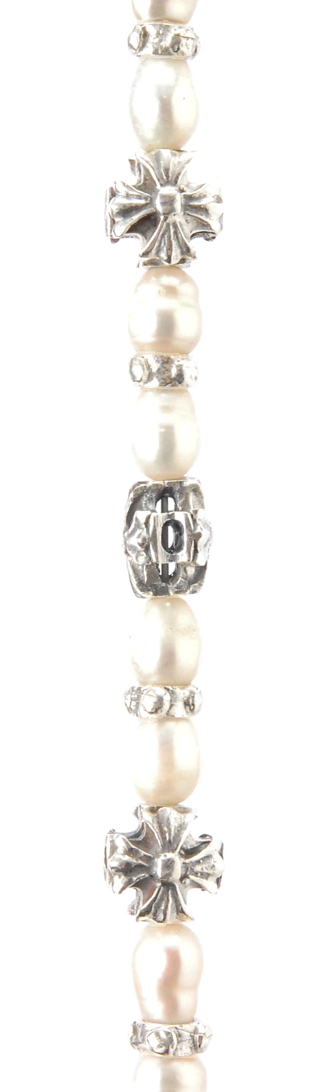 Silver and Pearls Necklace with Malteser Crosses 8 + 12 mm