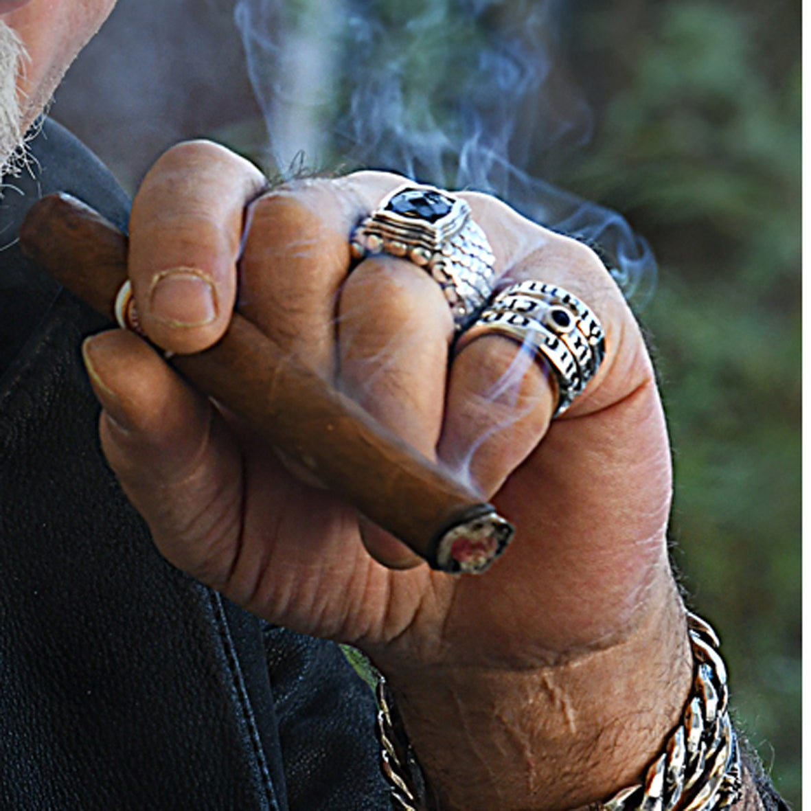 Silver Ring DRAGON SCALES Band with BAROQUE Holder