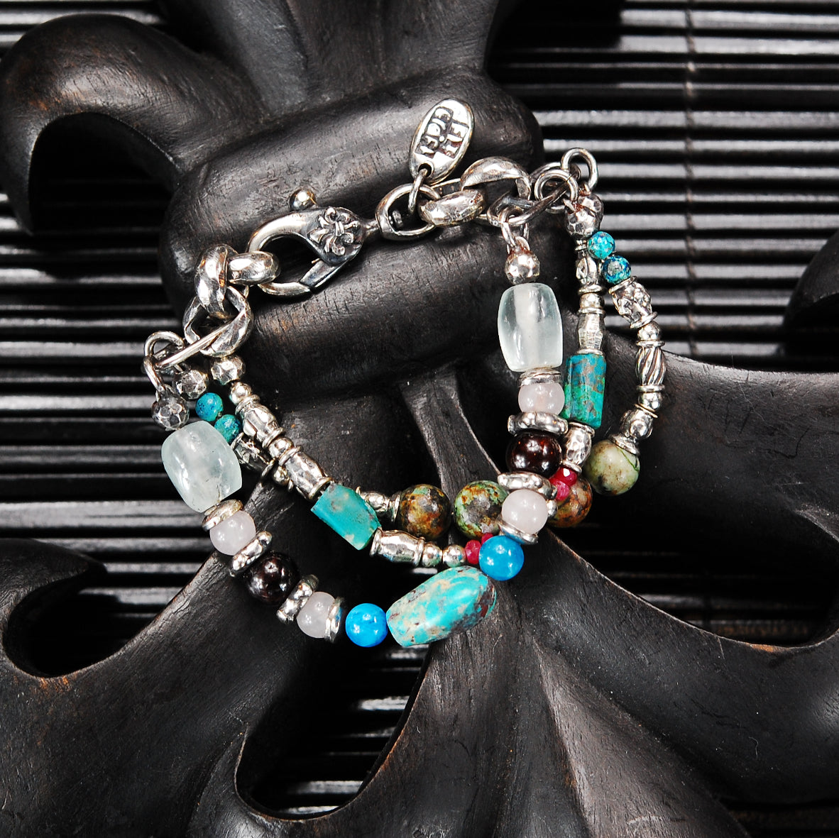 Silver Bracelet BEADS and ROCKS