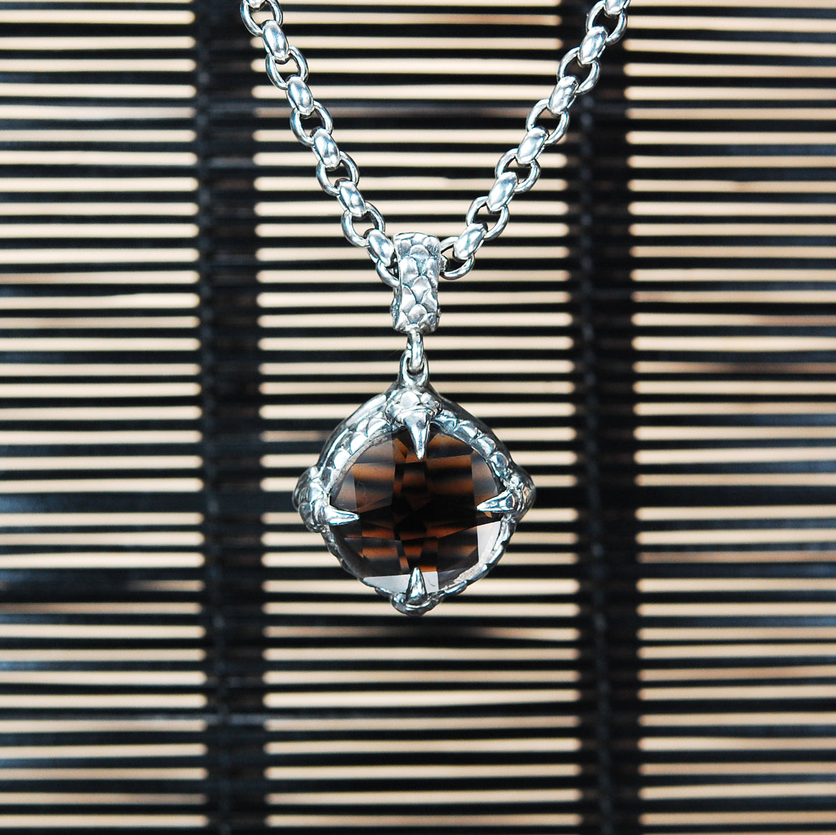 Silver Pendant Dragon Stone with DRAGON CLAW and Scales