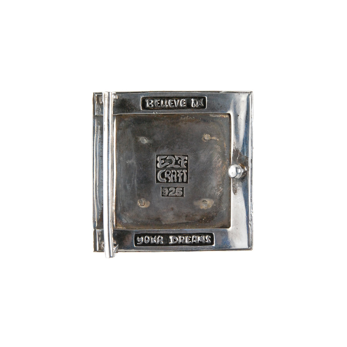 Silver Belt Buckle Caree CRESCENT STAR on Searay Leather