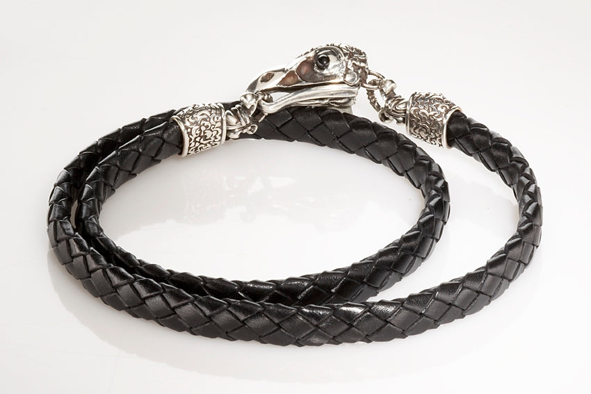 Silver Leather Belt EAGLE SKULL M 16