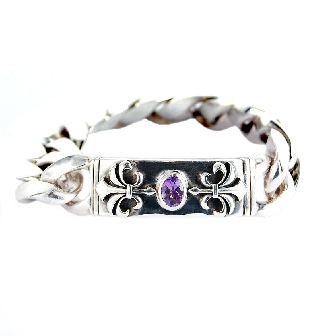 Silver Bracelet Oval STONE and LILIES