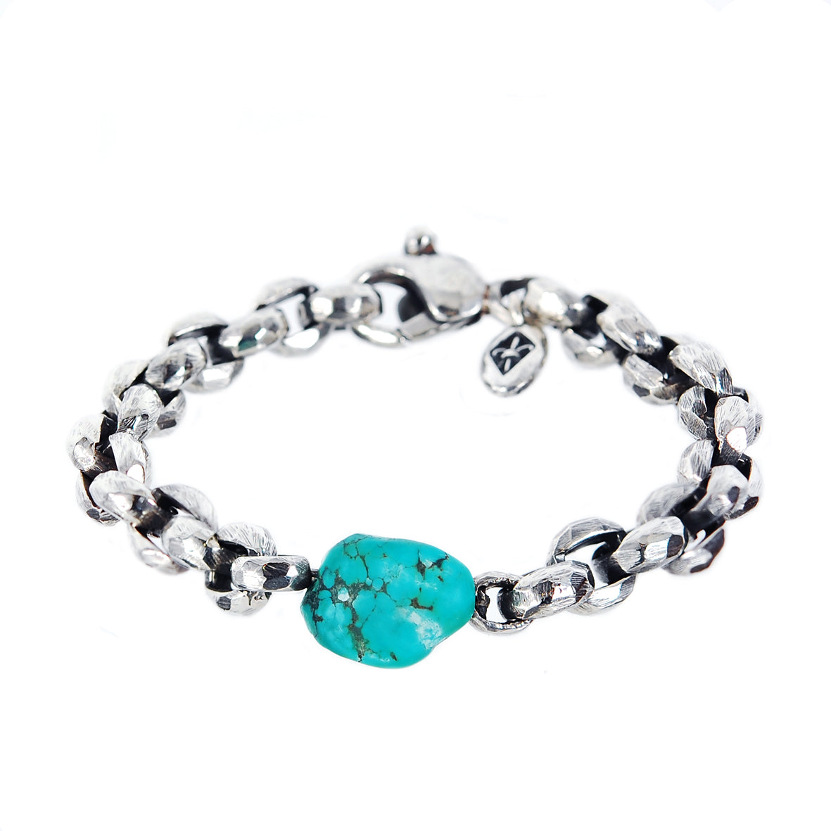 Silberarmband Erbs-Kette facettiert mit TÜRKIS ROCK