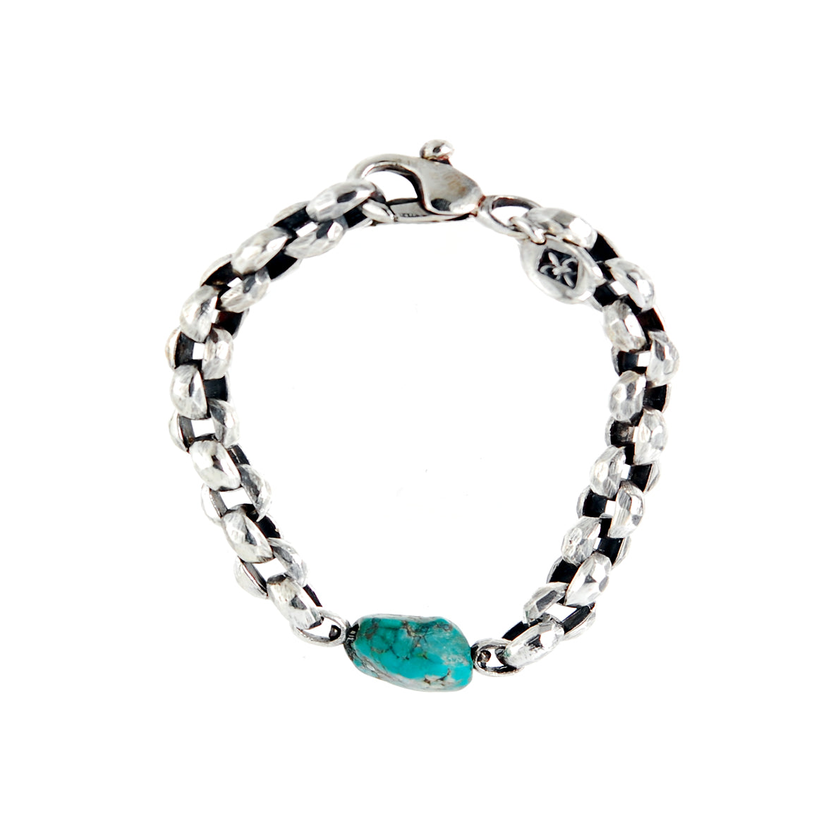 Silberarmband Erbs-Kette facettiert mit TÜRKIS ROCK