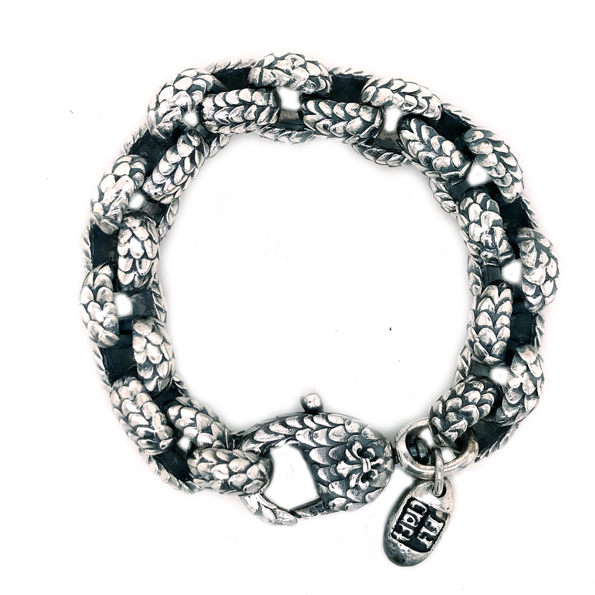 Silberarmband Erbsenkette XL DRACHENSCHUPPEN