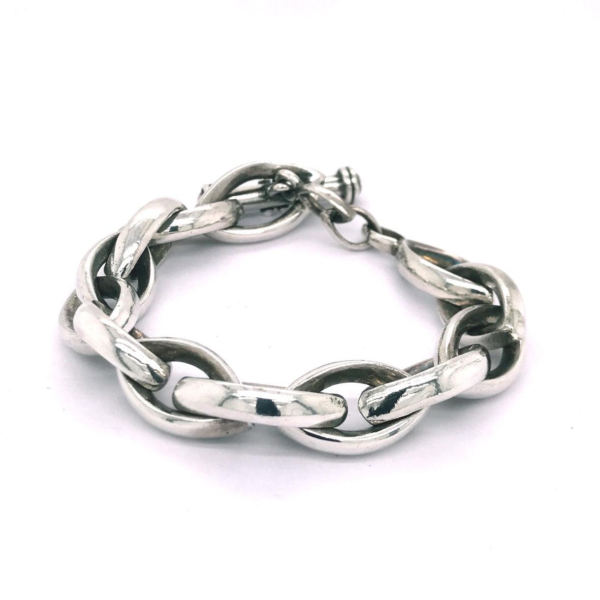 Silver Bracelet NAVETTE CHAIN L Plain with Lily Stick