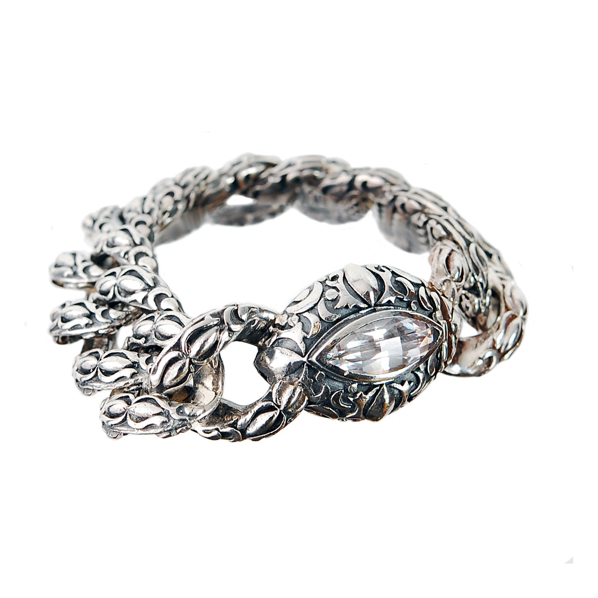 Silberarmband Navette-Garten bei Nacht