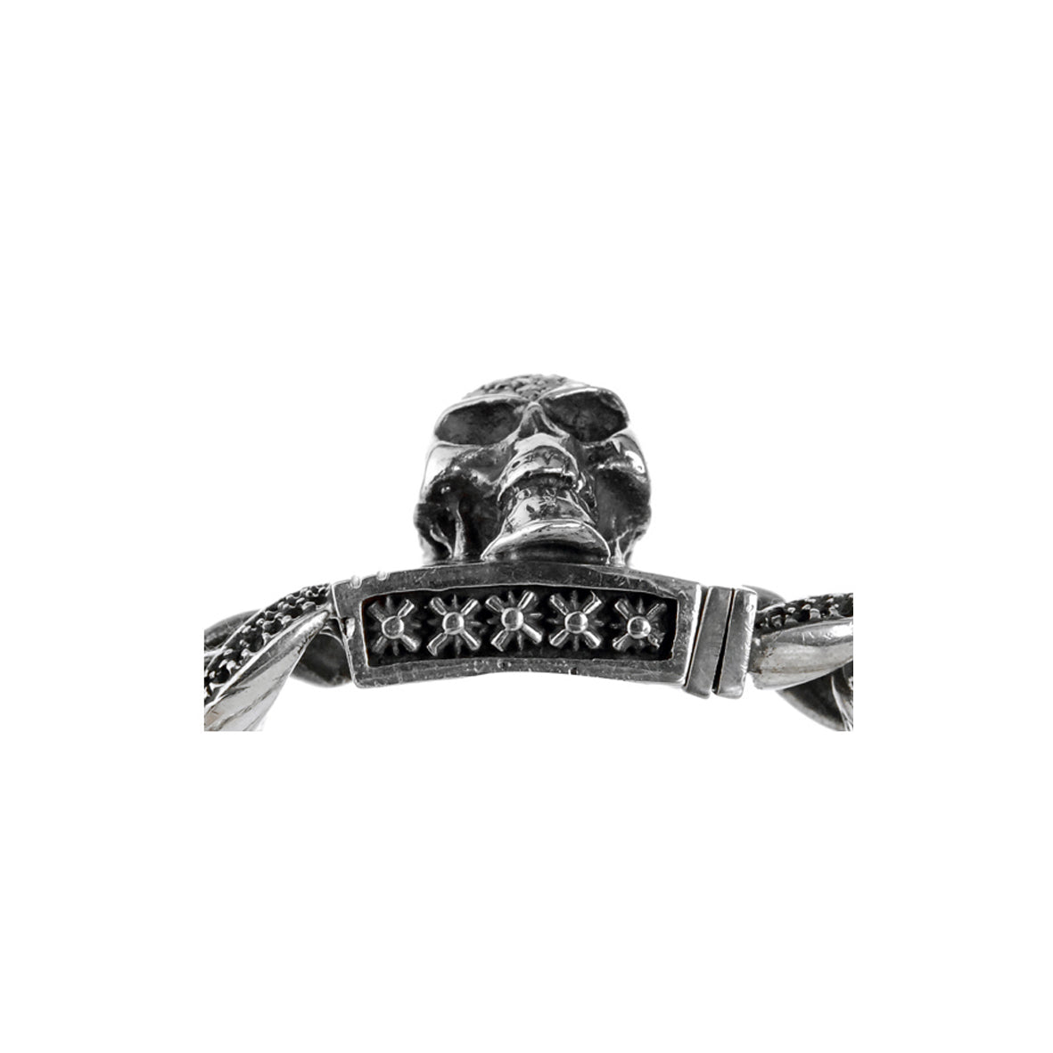 Silver Bracelet SKULL L Pave and Chain Royal L