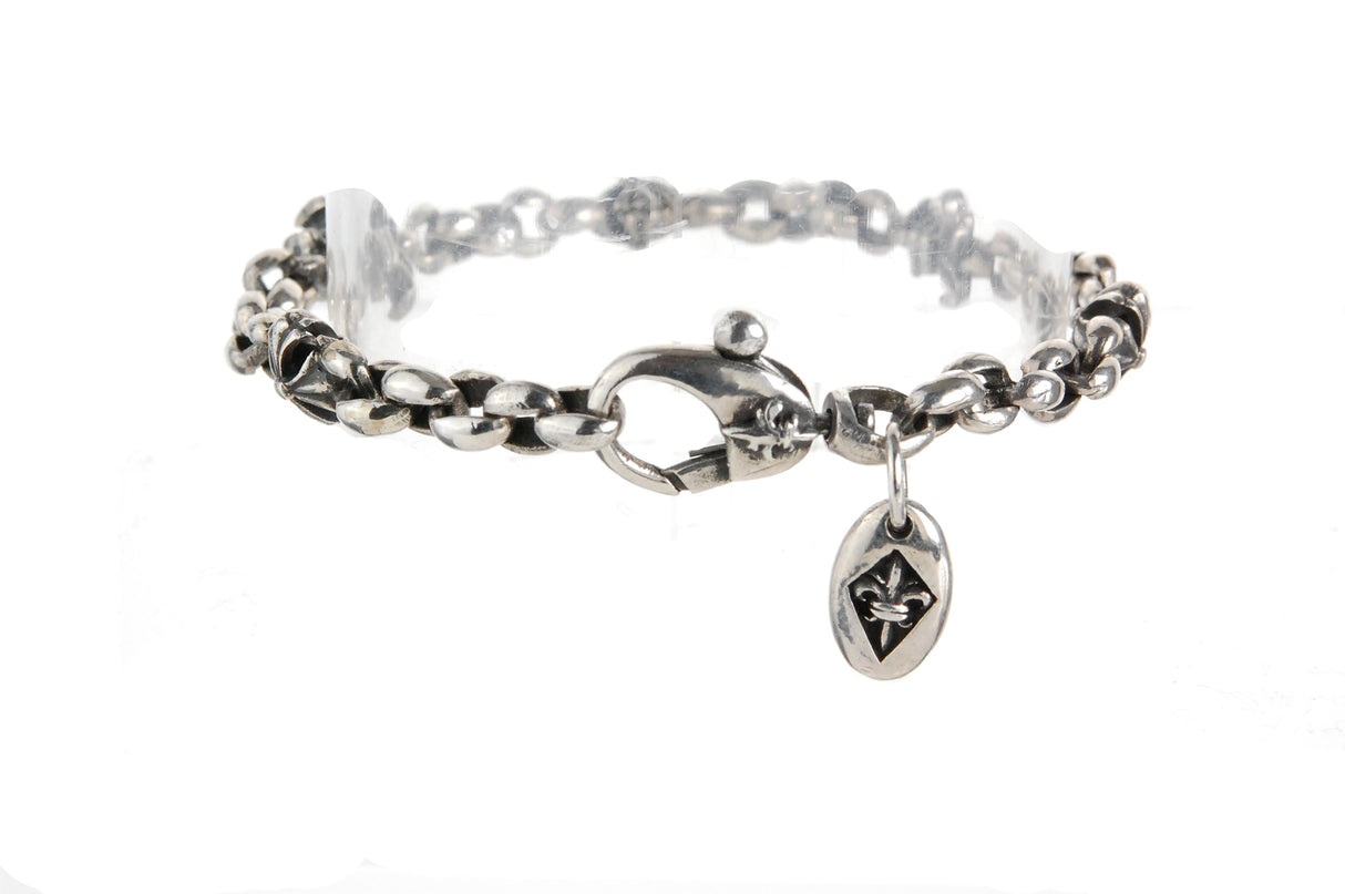 Silver Bracelet PEAS with Lilies and MALTESER CROSS