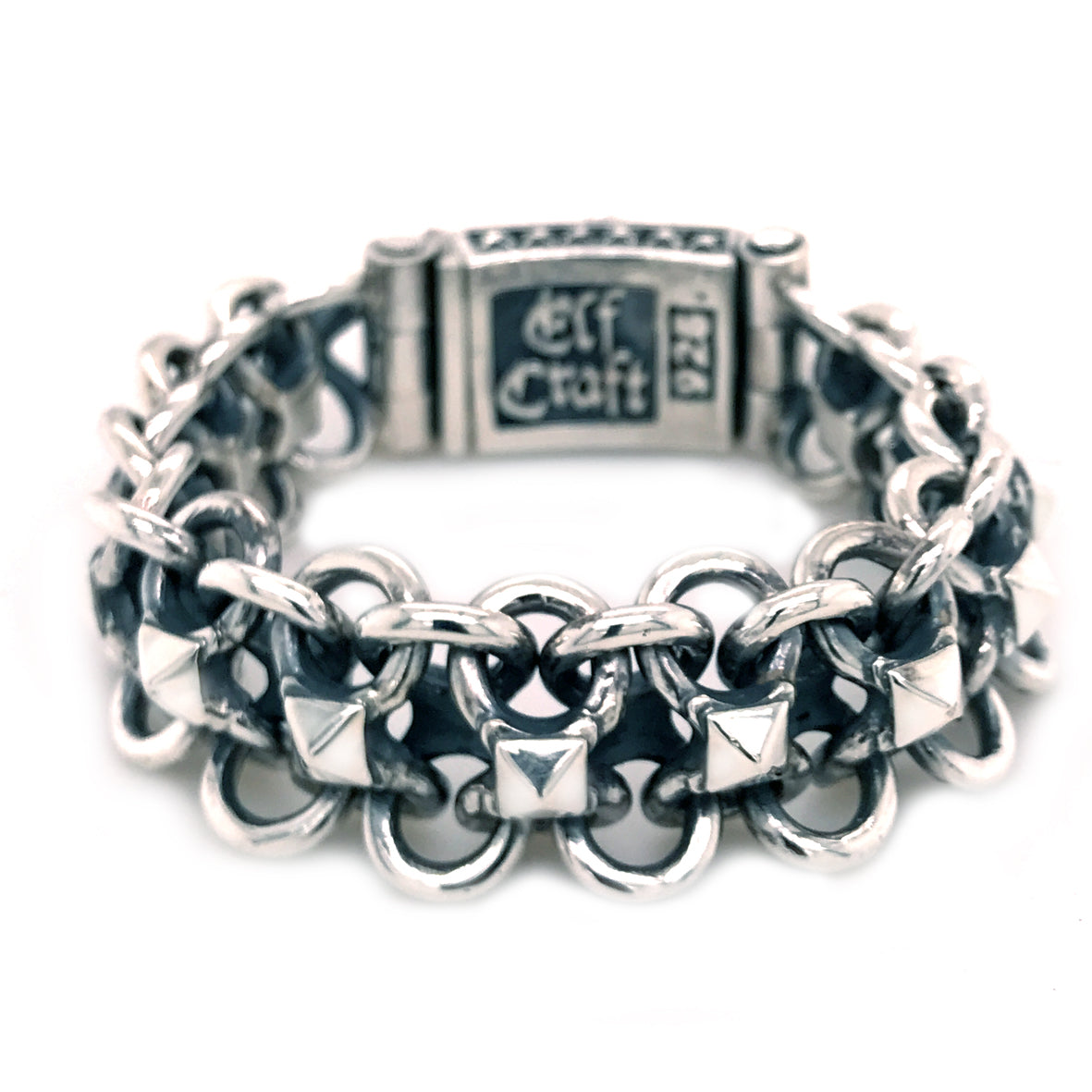 Silver Bracelet Loops and PYRAMIDES with MALTESER CROSS Lock