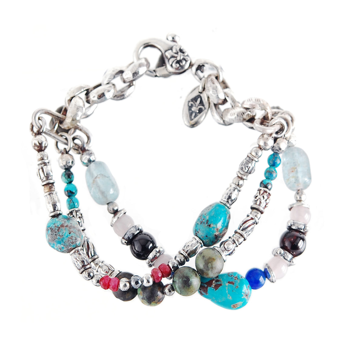 Silver Bracelet BEADS and ROCKS