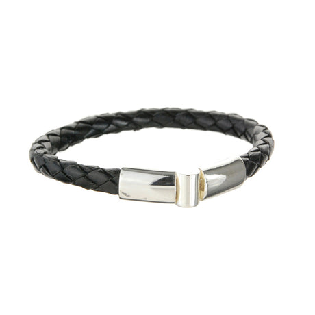 Silbernes Lederarmband Plain Jointlock 6