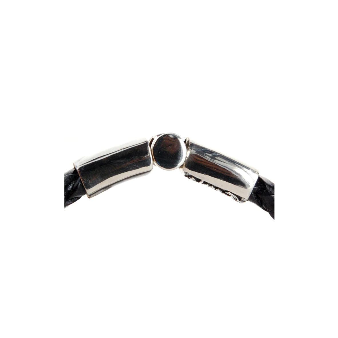 Silver Leather Bracelet PLAIN Jointlock 10