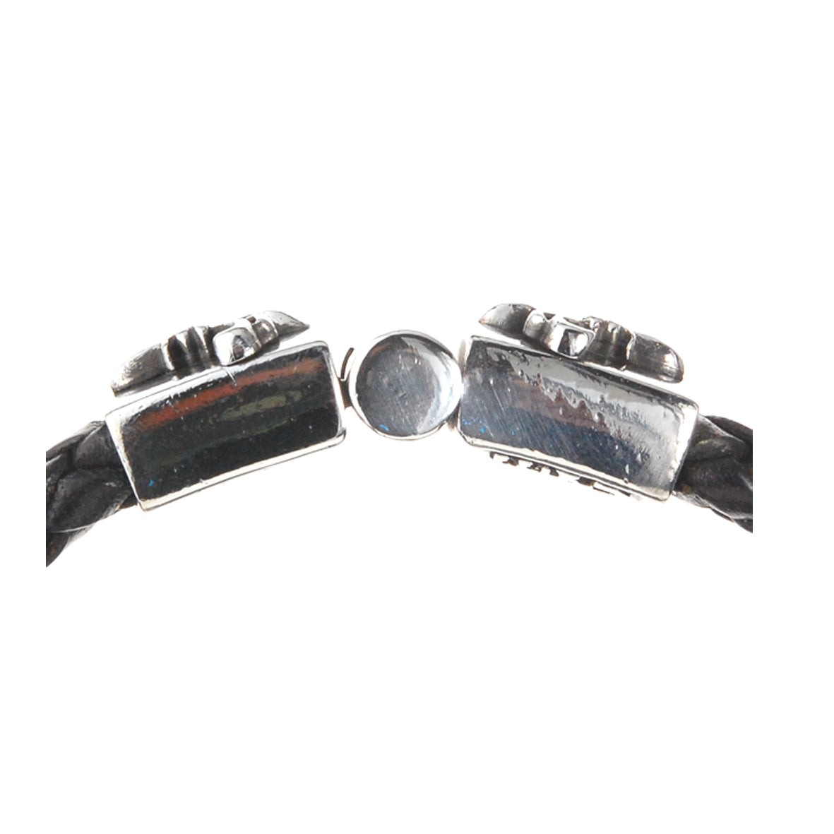 Silver Leather Bracelet Plain LILY Jointlock 10