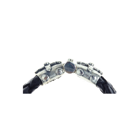 Silber-Lederarmband LANCE CROSS mit einem facettierten Silber Jointlock 13