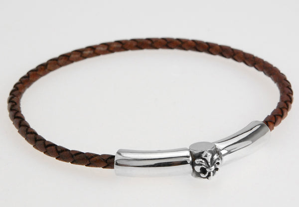 Silbernes Lederarmband PLAIN SLIM 4