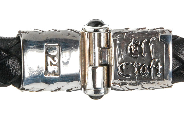 Silver-Leather Bracelet LILY and DRAGON SCALES Short Jointlock 13