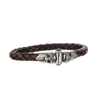 Silver-Leather Bracelet MALTESER CROSS Ship Silver Jointlock with Stone 6